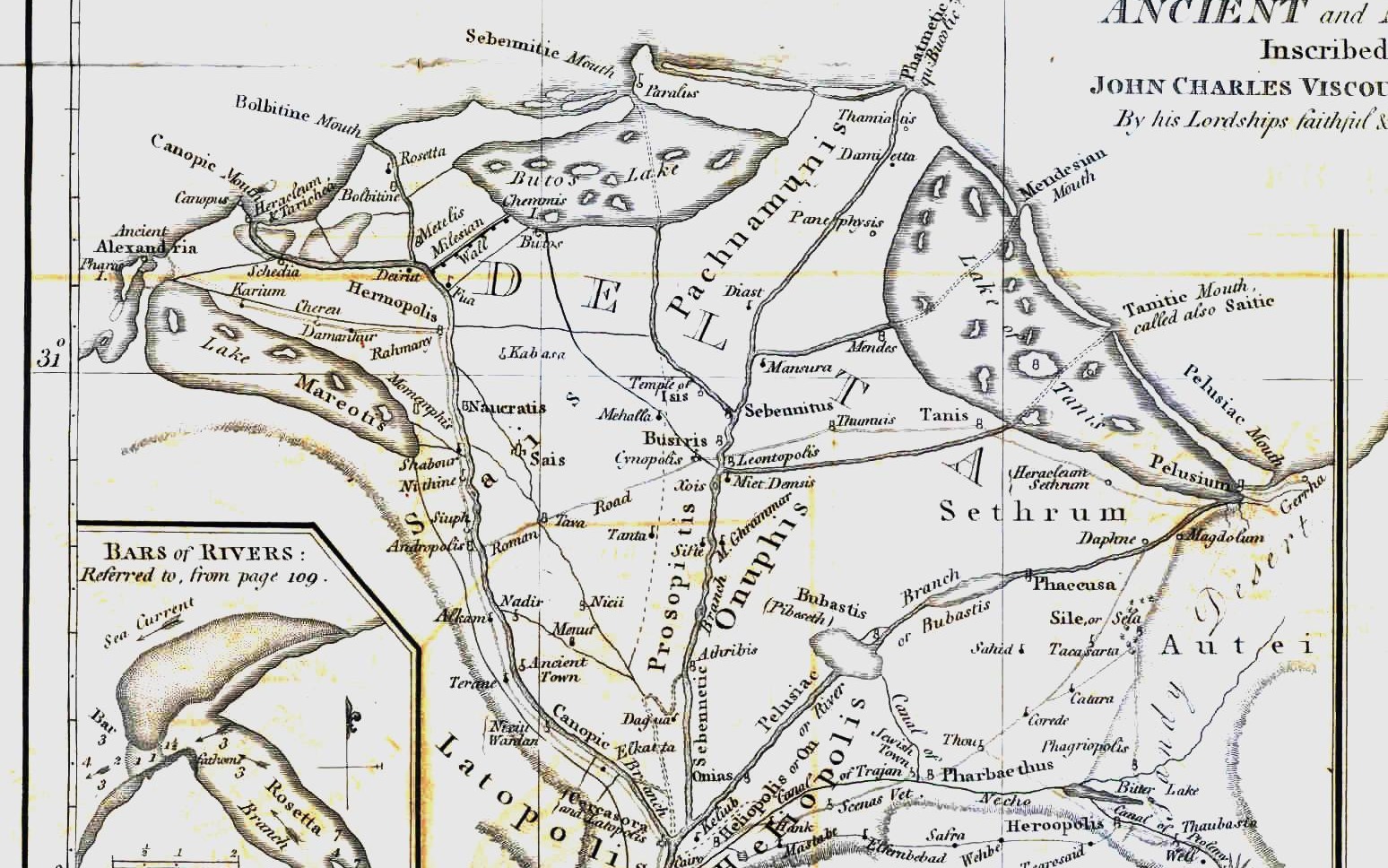 James Rennell’s 1800 map of the ancient Nile Delta and its river branches